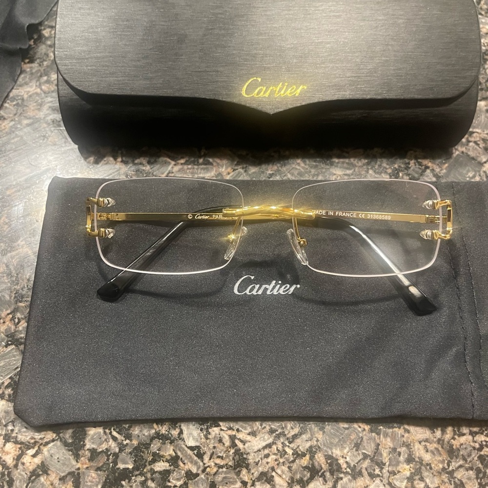 Cartier Gold Men's Rimless Metal Glasses